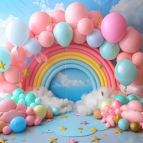 🎈🌈 Welcome to our balloon Rainbow Arch photo background! 🌈 🎈 Want to make your photos more lively? Our balloon Rainbow Arch photography background is definitely your choice! And now buy even more value offers! 🎉 Get 30% off single purchase! Use promo code save30 🎉 Seize this rare opportunity to add a unique touch of charm to your special occasion! Click on the link for more details and buy! 👇 https://www.avezano.com/collections/birthday-cake-smash Rainbow Theme Backdrop, Birthday Cake Background, Rainbow Arch Backdrop, Rainbow Unicorn Backdrop, Pastel Rainbow First Birthday Photoshoot, Pastel Rainbow Birthday Backdrop, Background Balloons, Dani Kruha, Arch Photography