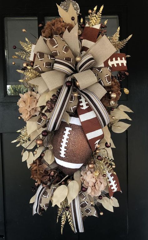 Kandi’s Inspired Kreations Community | Football season ready | Facebook Fall Football Wreath, Football Home Decor, Football Cross, Football Swag, Football Crafts, Sports Wreaths, Football Wreath, Glitter Leaves, Fall Football