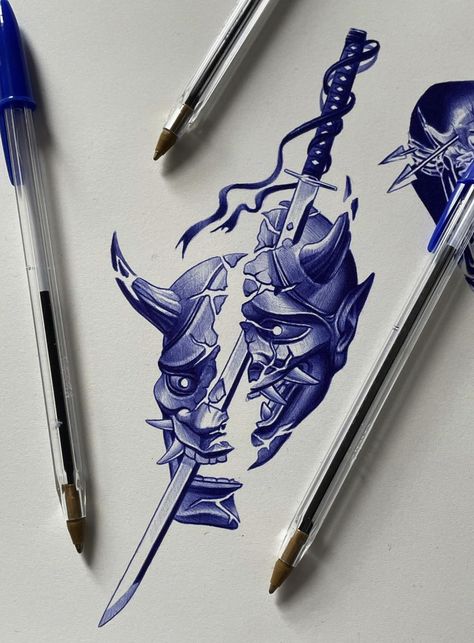 Hannya Mask Art, Oni Mask Drawing, Hannya Maske Tattoo, Hanya Mask Tattoo, Hannya Maske, Japanese Mask Tattoo, Hannya Mask Tattoo, Samurai Tattoo Design, Hannya Mask