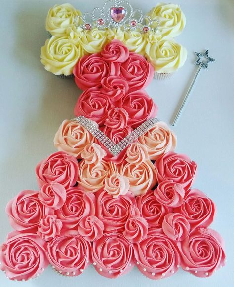 Pull apart sleeping beauty cupcake dress. Princess Cupcake Cake Pull Apart, Sleeping Beauty 1st Birthday, Sleeping Beauty Birthday Theme, Sleeping Beauty First Birthday, Baby Girl Birthday Dress Princesses, Sleeping Beauty Cupcakes, Sleeping Beauty Birthday Cake, Rory's Birthday, Outrageous Cakes