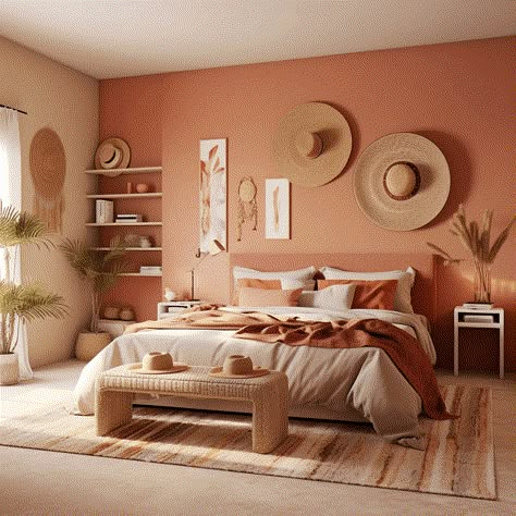 Terracotta Bedroom, Southwest Boho, Teenage Room, Bedroom Orange, Spare Bedroom, Bedroom Paint, Bedroom Colors, 인테리어 디자인, Be Proud