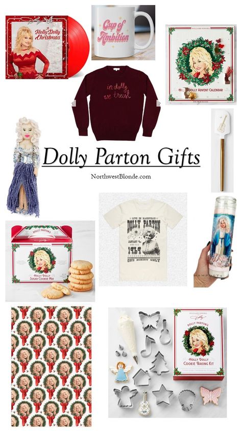 Holly Dolly Christmas Vinyl // Cup of Ambition // Dolly Parton Advent Calendar // In Dolly We Trust Embroidered Sweater // Felt Dolly Parton… The post Dolly Parton Gift Guide appeared first on Northwest Blonde. Holly Dolly Parton Christmas Party, Dolly Parton Gifts, Dolly Parton Christmas Tree, Holly Dolly Parton Christmas, Dolly Parton Christmas, In Dolly We Trust, Cup Of Ambition, Dolly Christmas, Holly Dolly