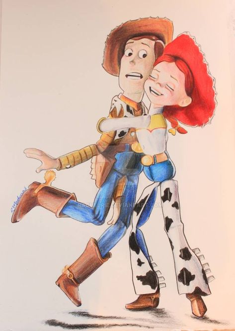 Disney Toy Story Woody and Jessie by RachelRie on DeviantArt Toy Story Woody And Jessie, Toy Story Tattoo, Story Tattoo, Dibujos Toy Story, Woody And Jessie, Toy Story Woody, Disney Drawings Sketches, Jessie Toy Story, Trendy Toys