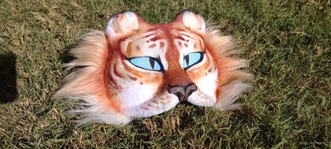 Tiger Therian Mask, Golden Tabby Tiger, Tiger Therian, Strawberry Tiger, Mask Design Ideas, Golden Tabby, Therian Art, Felt Animal Masks, Therian Mask Ideas