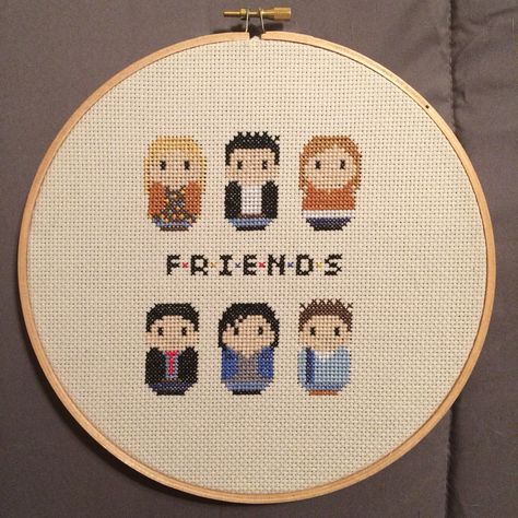 Cross Stitch Patterns Friends, Cross Stitch Characters, Cross Stitch Friends, Embroidery Friends, Friends Cross Stitch Pattern, Friends Cross Stitch, Friendship Crafts, Autumn Cross Stitch Patterns, Stitch Character