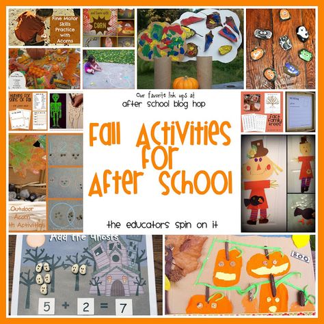 Here are our top picks from our weekly After School Blog Hop. We want to share with you the adorable Fall & Halloween Themed ideas we’ve been collecting to do after school.  It’s hard to believe it’s just over a week left before Halloween and lots of projects to choose from. Here are some of our favorites … Activities For School Age Kids, School Age Activities Daycare, Childcare Ideas, October School, School Age Activities, After School Care, Kids Camp, Autumn Activities For Kids, Fall Preschool