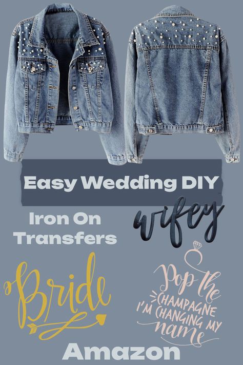 Custom wedding jacket, custom wedding diy, personalized bride jacket Simple Wedding Diy, Easy Wedding Diy, Jean Jacket Diy, Bride Jacket, Diy Denim Jacket, Easy Wedding, Bridal Bachelorette Party, Diy Jacket, Wedding Jacket