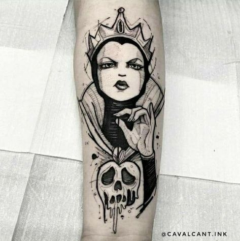 Jh Tattoo, Dark Disney Tattoo, Halloween Tattoos Sleeve, Disney Sleeve Tattoos, Witch Tattoo, Cartoon Character Tattoos, Geek Tattoo, Blue Tattoo, Spooky Tattoos