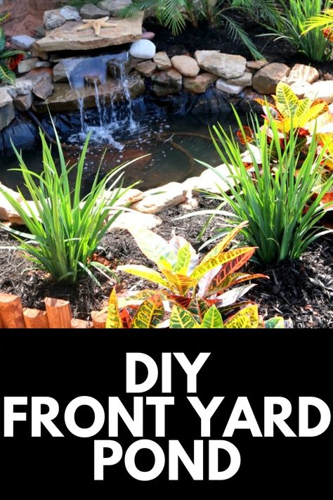 Having a pond in your front (or back) yard can completely transform the look of your landscape, and in this tutorial, we show you how we built our DIY front yard pond! Read more at MomDot.com! Front Yard Pond, Yard Before And After, Pond With Waterfall, Plastic Pond, Build A Pond, Yard Pond, Pond Diy, Diy Front Yard, Growing Garden