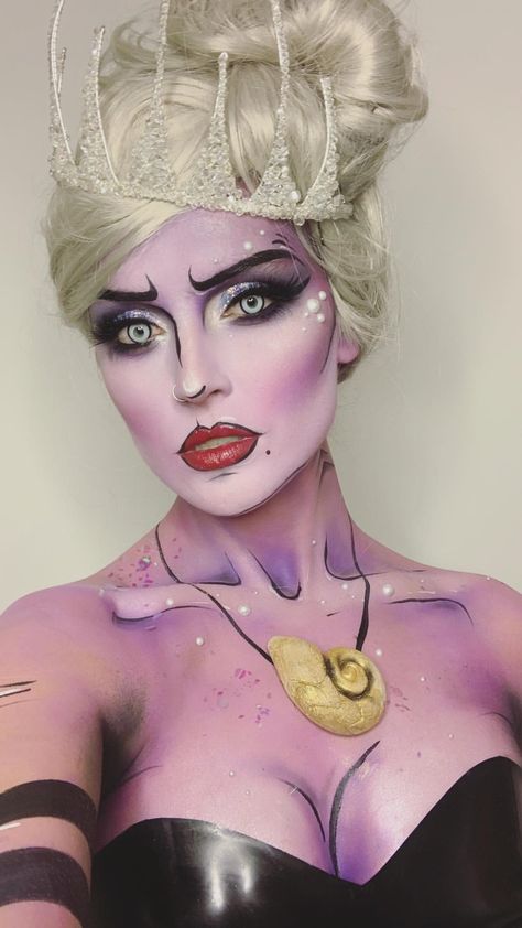 Pretty Ursula Makeup, Ursula Makeup, Little Mermaid Makeup, Transformation Images, Ursula Costume, Best Celebrity Halloween Costumes, Arched Eyebrows, Halloween Cans, Celebrity Halloween Costumes