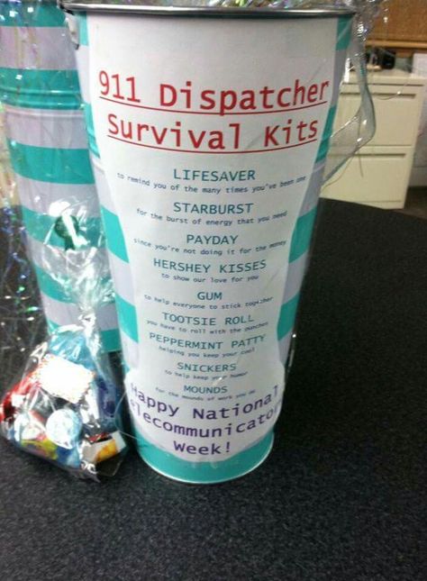 First Responder Appreciation Bags, Dispatch Week Gifts, Dispatch Gift Ideas, Dispatcher Gifts Diy, Gifts For Dispatchers, Dispatcher Gifts Ideas, Dispatch Week Ideas, Telecommunications Week Ideas, Dispatch Appreciation Week Ideas