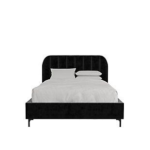 Upholstered Platform Bed King, Low Profile Platform Bed, Black Rooms, Velvet Upholstered Bed, Bed Black, Black Room, Daybed With Trundle, Tufted Headboard, Black Bedding