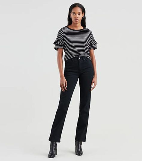 Levi's 724 High Rise Straight Jeans Levis 724, High Rise Straight Jeans, Black Levis, Loose Jeans, Tapered Pants, Slim Straight Jeans, Jeans Black, Comfy Outfits, Jeans Style