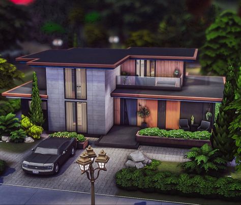 Modern Sulani House Sims 4, Modern House Sims 4, Sims 4 Modern House, Big Modern Houses, Sims 4 Houses Layout, Small House Blueprints, Double House, San Myshuno, Minecraft House Plans