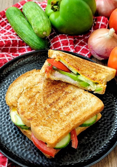 Sandwich, vegetable sandwich, cheese Vegetable sandwich, grilled cheese, grilled sandwich Uni Meals, Vegetable Sandwich, Vegetarian Platter, Veggie Delight, Simple Sandwiches, Grilled Sandwich, Tasty Vegetarian Recipes, Tea Time Snacks, Easy Bread