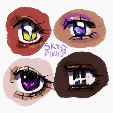 Skypixiez Art, Big Eye Art, Eye Inspo Drawing, Big Eyes Drawing, Eye Shapes Drawing, Eyes Art Styles, Eye Art Styles, Swag Art, Anatomy Art