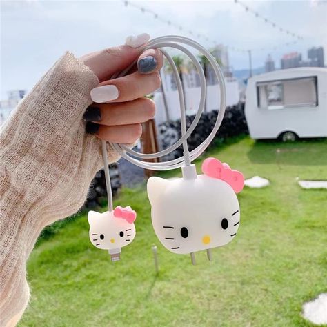 3D Cute Cartoon Designs Protective Case,Cute Cartoon Lightning Cable Protector Cover, for iPhone Charger Cute Case Compatible with Apple 20W USB-C Power Adapter Charger Cable (KT cat) Charger Protector, Cord Protector, Apple Charger, Hello Kitty Videos, Melody Hello Kitty, Cable Protector, Cat Bow, Anime Accessories, Pink Phone Cases