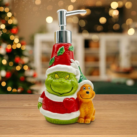 Christmas Soap Dispenser, Christmas Bathroom Decor, Christmas Green Ceramic Soap Dispenser for Kitchen Countertop, Christmas Bathroom Kitchen Decorations, Refillable Hand Soap Dispenser With Pump Grinch Soap Dispenser, Grinch Soap, Christmas Soap Dispenser, Christmas Bathroom Decorations, Bathroom Decor Green, Bathroom Decor Christmas, Christmas Essentials, Grinch Decorations, Christmas Hand Towels