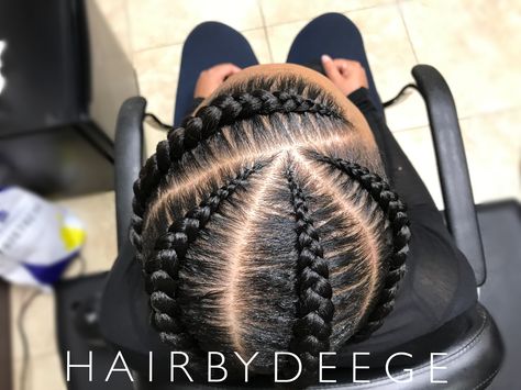 4 Feed-In Braids • Houston Braider to book an appointment email iimdeege@aol.com • StyleSeat.com/HairByDeege 3-4 Feed In Braids Hairstyles, 4stitch Feed In Braids, 4 Criss Cross Feed In Braids, Five Feed Ins Braids, 4 Braids Cornrows Criss Cross, 4feed In Braids, 5 Feed In Braids, 4 French Braids Black Hair, 4 Feedin Braids Style