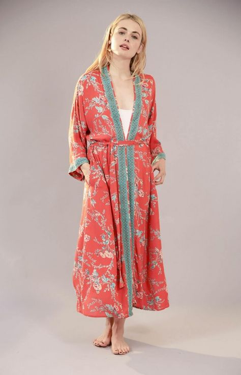 Sustainable Gift Ideas, Cotton Dressing Gown, Kimono Dressing Gown, Summer Dressing, Double Belt, Long Gown Dress, Kurta Designs Women, Women's Robe, About People