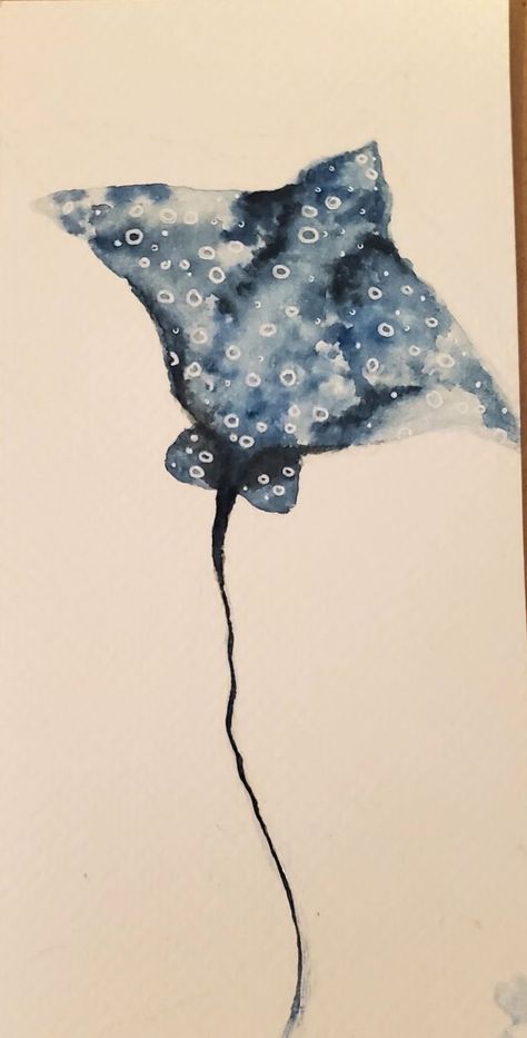 Watercolor Marine Animals, Watercolour Stingray, Watercolor Ocean Art, Sea Animal Paintings, Marine Bedroom, Ocean Creatures Drawings, Stingray Watercolor, Marine Doodles, Stingray Painting