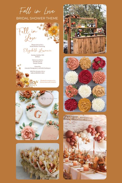 Host an autumn hemed "Fall in Love" bridal shower with our collection! Fall In Love Bridal Shower Ideas, Fall Bridal Shower Themes, Fall Engagement Parties, Fall In Love Bridal Shower, Bridal Sunflowers, Event Invitations, Fall Bridal Shower, Bridal Shower Brunch, Fall Engagement