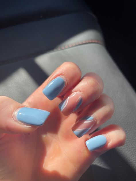 blue square swril tip nails Light Blue Square Nails, Sky Blue Nails, Swirl Nails, Blue French Tips, Summery Nails, Tip Nails, Blue Square, French Tip Nails, Square Nails