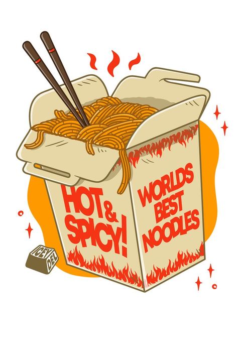 Take out Noodles Drawing Illustration | Illustrated by @iceydel Take Out Noodles, Noodles Drawing, Burger Drawing, Diy Beer Pong Table, Noodle Art, Bag Illustration, Food Artwork, Drawing Bag, Retro Images