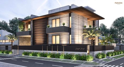 Bekijk dit @Behance-project: 'Corner House at Shastri Nagar' https://www.behance.net/gallery/69495657/Corner-House-at-Shastri-Nagar Banglow Elevation, Corner Elevation Design, Bungalow Exterior, Small House Elevation Design, House Design Exterior, Modern House Facades, Modern Exterior House Designs, Duplex House Design, Corner House