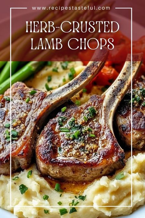 Indulge in these flavorful herb-crusted lamb chops served with creamy mashed potatoes and vibrant asparagus. This dish combines savory herbs and tender lamb, making it perfect for a special dinner or a delightful weeknight meal. Christmas Lamb Chops, Lamb Chops Recipes, Lamb Chop Dinner, Mashed Potatoes And Asparagus, Herb Crusted Lamb, Crusted Lamb Chops, Potatoes And Asparagus, Christmas Lamb, Lamb Chop Recipes