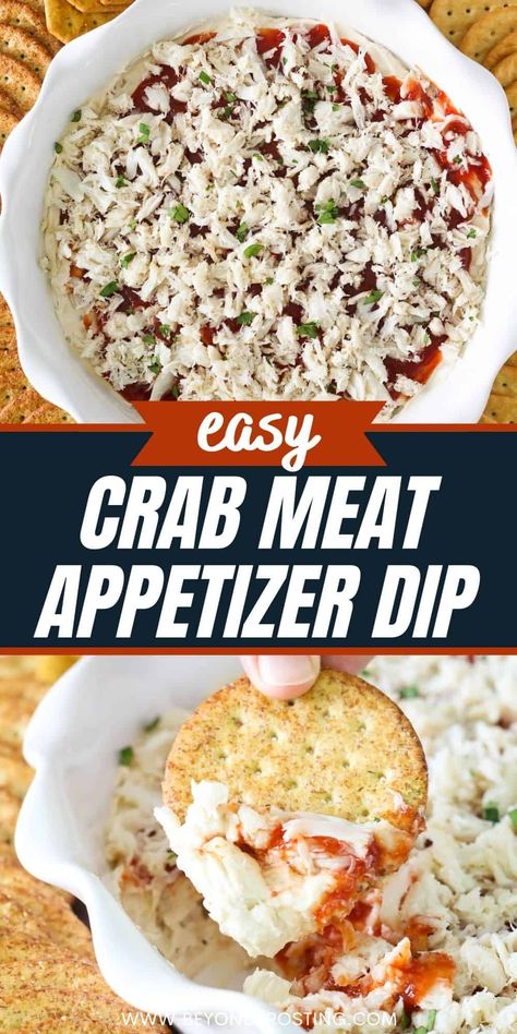 This Cold Crab Dip comes together in just a few minutes, with a handful of ingredients. With a cream cheese base, cocktail sauce, and lots of crabmeat, this easy party dip makes a great appetizer for holidays, game days, and other occasions as well. Crab Pizza Dip, Crab Dip Recipe Without Cream Cheese, Southern Crab Dip, Cream Cheese And Crab Dip, Dip Appetizers Cold, Crab Dips And Appetizers, Crab Cocktail Appetizers, Easy Cold Crab Dip, Crab And Shrimp Dip With Cream Cheese