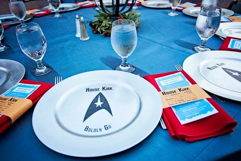 Star Trek Themed Party, Star Trek Themed Wedding, Star Trek Inspired Decor, Kirk Star Trek, Star Trek Birthday, Star Trek Party, Star Trek Wedding, Star Trek Theme, Diy Wedding Planner