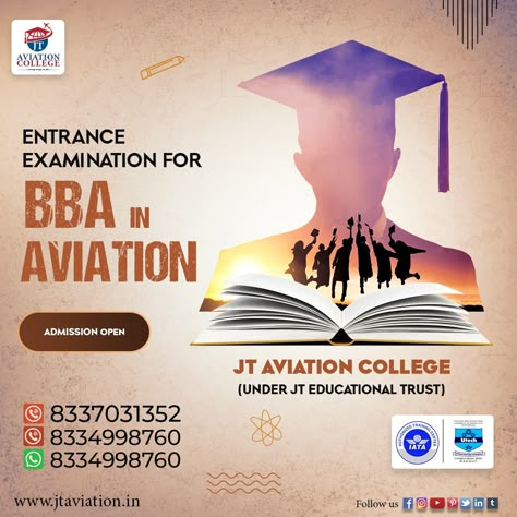 Opt for #BBAInAviationOperations from JT Aviation College and shine bright in the Aviation Industry with a successful career. Aspirants need to clear the #EntranceExamination before going for this program. ✈🎓🌏👨‍🎓 ✅ Log on to: www.jtaviation.in 👈 ✅ Visit IATA: https://bit.ly/35ICzol 👈 #International_Air_Transport_Association #IATA_Authorized #JTAviationCollege #onlineclasses #admission #aviationlover #aviationlovers #aviation4u #admissionopen #aviation #aviationlife #admissionguidance #bbai College Posters Design, College Admissions Poster, Education Ads Design, College Admission Poster Design, College Social Media Post, College Creative Ads, Collage Admission, College Admission Poster, College Poster Design