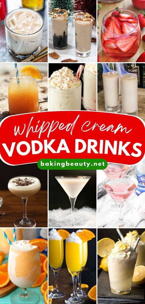 Out of festive holiday drink recipes? These Whipped Cream Vodka Drinks starts with vodka infused with sweet vanilla whipped cream. So rich and creamy, this holiday party drink is definitely a must-try! Whipped Cream Vodka Drinks, Whipped Cream Vodka Recipes, Whipped Vodka Drinks, Vodka Holiday Drinks, Vanilla Vodka Drinks, Easy Whipped Cream, Sweet Alcoholic Drinks, Creamsicle Drink, Holiday Drink Recipes