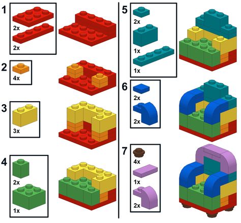 Building cool things with the pieces you already have... Lego Chair, Lego Therapy, Lego Basic, Lego Math, Easy Lego Creations, Lego Village, Lego Furniture, Lego Kits, Lego Challenge