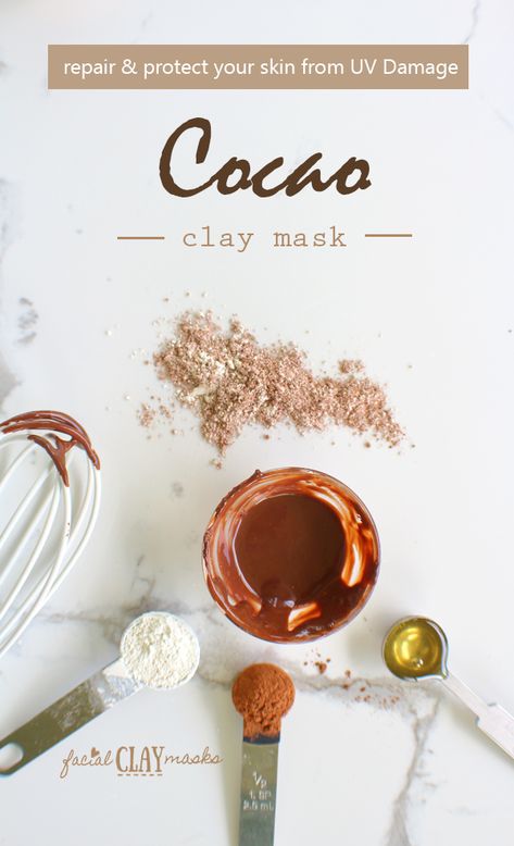 I love chocolate and it's divine in this antiaging and cleansing cocao face mask recipe. Plus it's super simple to whip together with a kaolin clay base. Try it!   #chocolate #cocao #cocoa #facemask #sundamage #repair #cellrepair #mask #facial #facials #antiaging #kaolin #clay #claymask Kaolin Clay Mask Recipe, Clay Mask Recipe, Avocado Face Mask Recipe, Kaolin Clay Mask, Avocado Face Mask, Tumeric Face Mask, Brown Spots On Face, Face Mask Recipe, Home Remedies For Hair