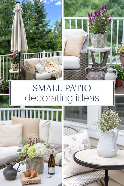 Looking for small patio decor ideas? Find inspiration in the evolution of our outdoor space, through several rounds of refining and updating. Patio Organization Ideas, French Country Home Interiors, Modern French Farmhouse Decor, Modern French Country Decorating, Patio Organization, Modern French Home, French Country Interior, Small Patio Decor, Patio Decor Ideas