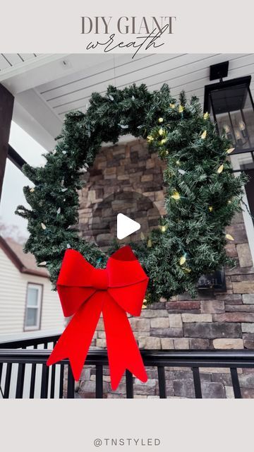 Tara Tedesco | Tnstyled on Instagram: "DIY WREATH! 🌲🎅🏼 follow @tnstyled for more! Some of these huge wreaths go for hundreds dollars (saw one in pottery barn that was over $500🤯) saw this on an HGTV blog so I of course had to try making it! But just tweaked a few things to make it a bit easier I felt. I used 8 garlands (target and Michael’s sell ones that are between $3-$5) a weighted hula hoop, drain pipe, lights and bow and this cost me around $50. Linking up what I used! #holidaydiy #christmasdiy #christmasdecor #holidaydecor #diy #diyprojects #diyhomedecor" Giant Christmas Wreath, Pipe Lights, Weighted Hula Hoop, Christmas Outdoors, California Christmas, Christmas Crafts Diy Projects, Diy Christmas Lights, Lighted Wreaths, Christmas Crafty