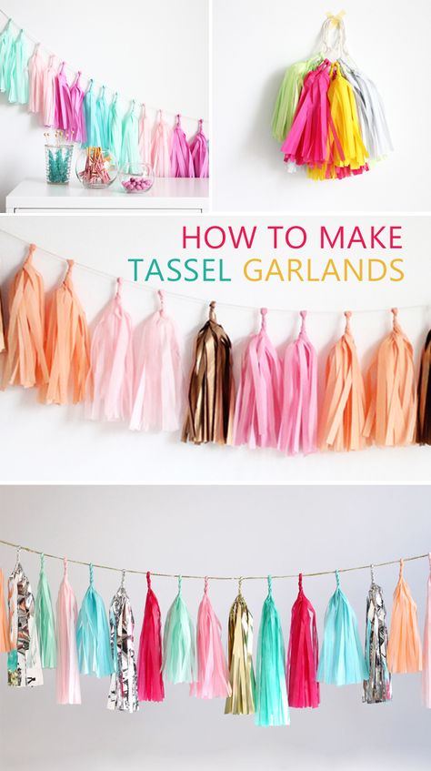 Fun Crafts For Teens, Diy Tassel Garland, How To Make Tassels, Diy Decoracion, Dollar Store Hacks, Diy Bebe, Cheap Crafts, Diy Tassel, Tassel Garland