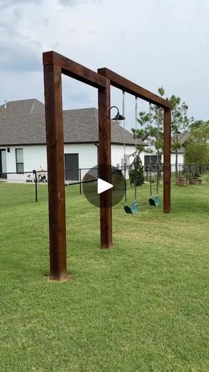 Sarah McGill Swingset Landscaping, Diy Swing Frame, Diy Swingset, Homemade Swing Set, Diy Swing Set, Swing Set Diy, Rainbow Kitten Surprise, Kitten Surprise, Diy Swing