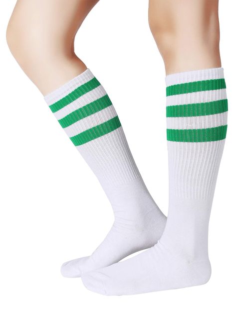 PRICES MAY VARY. HIGH-QUALITY:We select high quality cotton.They are very soft,breathable and comfortable. Over the calf length and triple stripes.They are not too light,and not too thick.(Cosplay Socks for Party, Halloween, School) Approximate socks length is 18 inch (46 cm) Fit Men's Shoe Size 6-12 (Socks Size:7-13);Women's Shoe Size 5-13(Socks Size:6-15). Packing Contents:1 pairs (2 socks) in Pareberry package. Eleven Costume, Costumes For Best Friends, Costumes For Friends, 80s Girl, Over The Calf Socks, White Tube, Creative Costumes, Girl Themes, Creative Halloween Costumes