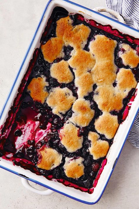 berry cobbler in baking dish Cobbler Topping, Berry Cobbler, Buttermilk Recipes, Small Victories, Fresh Cherries, Cobbler Recipes, Desserts To Make, Easy Baking Recipes, Almond Recipes