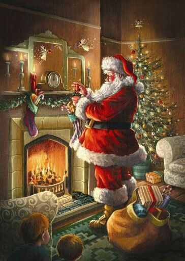 Filling up with warmth before going to his sleigh. Santa Claus Pictures, Christmas Santas, Christmas Scenery, Christmas Pics, Animated Christmas, Christmas Gif, Santa Clause, Christmas Past, Christmas Scenes