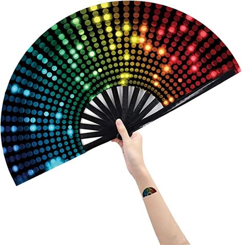 beautiful rave fan for an rave event, #rave Glow Party Decorations, Fan Craft, Men Vintage Style, Rainbow Fan, Party Fans, Fan Hand, Folding Fans, Fan Dance, Folding Hand Fan