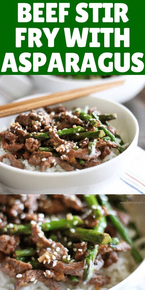 Crunchy Asparagus, Asparagus Stir Fry Recipes, Easy Beef Stir Fry, Asparagus Stir Fry, Beef Stir Fry Recipes, Maple Recipes, Asparagus Fries, Fried Beef, Beef Stir Fry