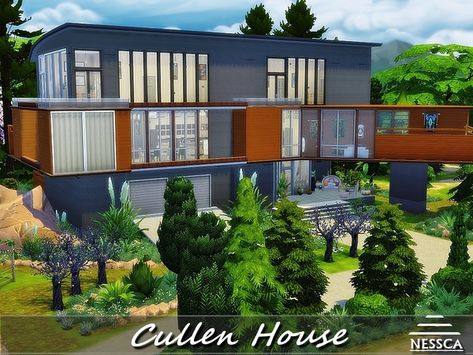 Nessca's Cullen House Sims 4 Cullen House, Sims 4 Twilight House, Sims 4 Twilight, Cullen House Twilight, Twilight Town, Cullen House, Twilight House, Sims Design, Mods Sims 4