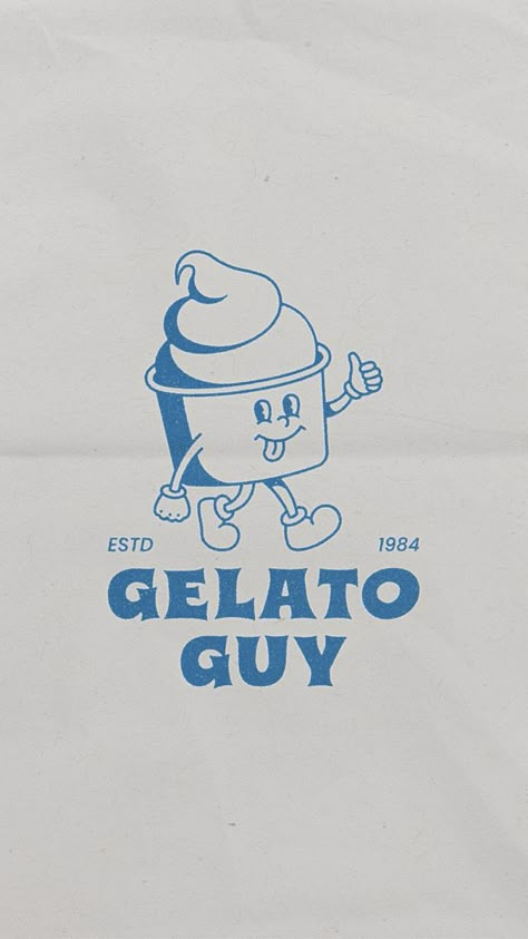 Gelato Poster Design, Gelato Logo Branding, Ice Cream Design Ideas, Ice Cream Logo Ideas, Ice Cream Illustration Design, Gelato Illustration, Cafe Shop Logo, Ice Cream Branding Design, Gelato Poster