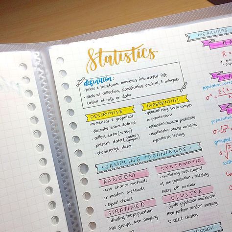 pin | bellaxlovee ☆ Statistics Study, Statistics Notes, Instagram Statistics, Statistics Math, College Notes, Bullet Journal Notes, Math Notes, Notes Ideas, School Organization Notes