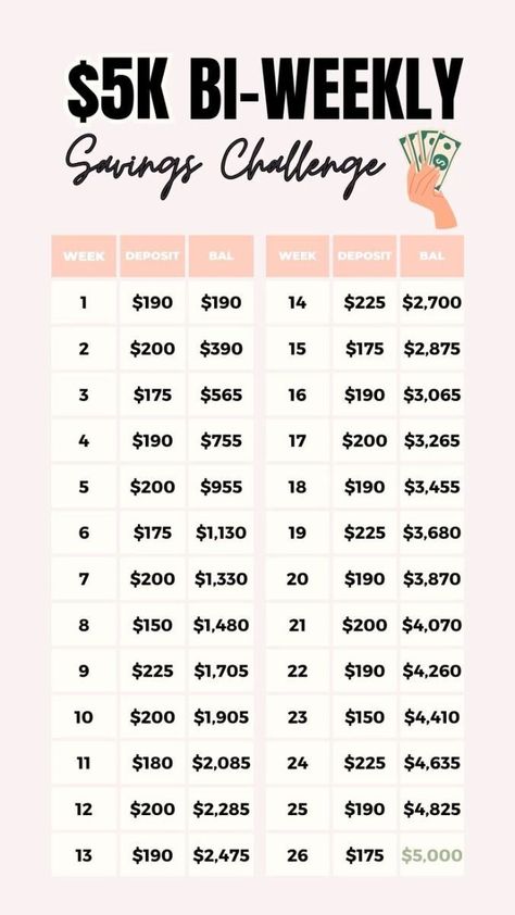 Low Income Savings Challenge Biweekly, Money Saving Challenge Biweekly, Saving Challenge Biweekly, Saving Money Tips Biweekly, How To Save Money On A Low Income, Savings Challenge Biweekly, Biweekly Savings Challenge, Save 5k, Money Saving Challenge Low Income