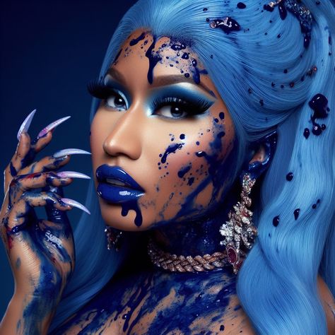 Nicki Minaj Blue Hair, Blue Nicki Minaj, Nicki Minaj Blue, Nicki Minaj Barbie, Nicki Minaj Pictures, Dope Cartoon Art, Aesthetic Rooms, Zulu, Nicki Minaj